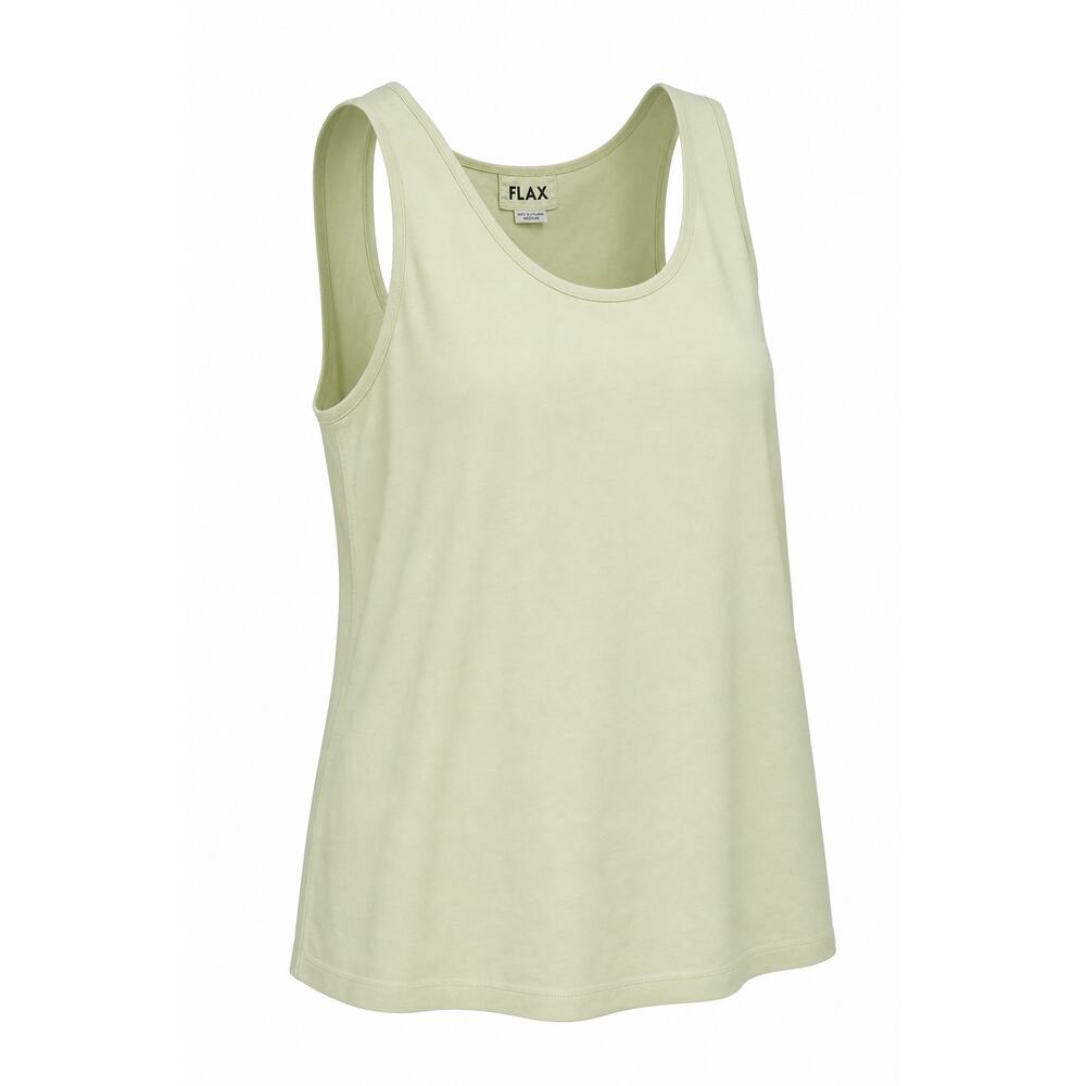 FLAX Womens Bright Yellow 100% Cotton Sleeveless Tank Top Shirt USA Made SZ L